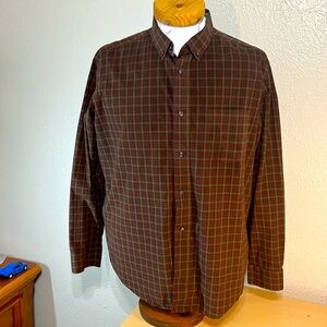 George men’s shirt, extra large plaid, red, green and small yellow long sleeve